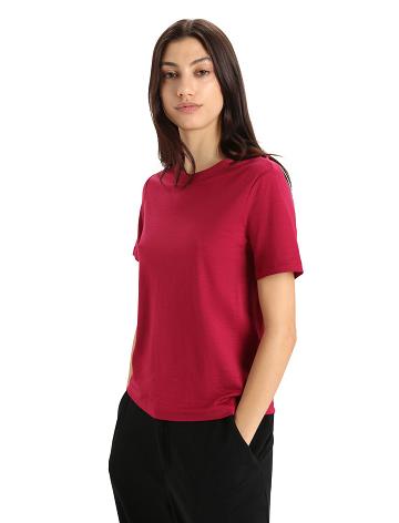 Dámské Tričko Icebreaker MerinoFine™ Krátké Sleeve Růžové | CZ 1335UZGT